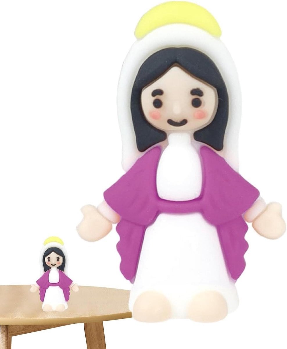 Mariabeeld - Uniek Moeder Maria beeldje voor desktop decoratie - H 3,5 cm x B 1,27 cm x D 3 cm