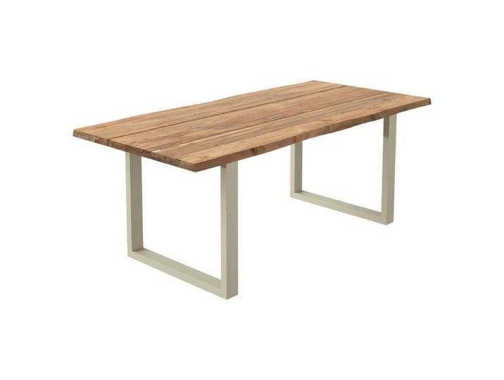 OUTLIV. Negara Gartentisch 200x100cm Edelstahl/Teak recycelt Baumkante Sand