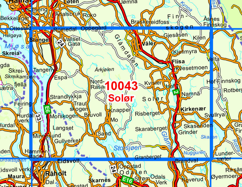 Carte de randonnée n° 10043 - Solor (Norvège)   Nordeca - Norge-serien