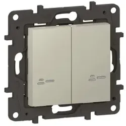 Legrand 863908 Niloe Step with Netatmo Wandsender Licht 2-Fach, Farbe: Sand