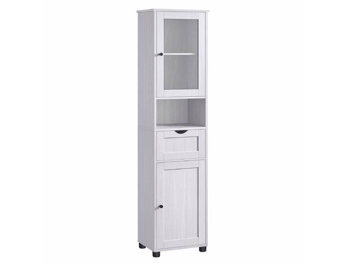 Badezimmerschrank Hochschrank Glastür Ahornweiss