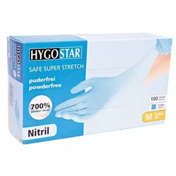 FRANZ MENSCH Nitrilhandschuhe Safe Super Stretch  puderfrei Blau 8/M  24cm 100 Stück