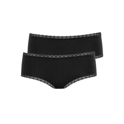 Panty LISCA "2er Pack Damen Panty Ines", Damen, Gr. 42, schwarz, Spitze, Obermaterial: 95% Baumwolle CO. 5% Elasthan EL., Unterhosen Panty