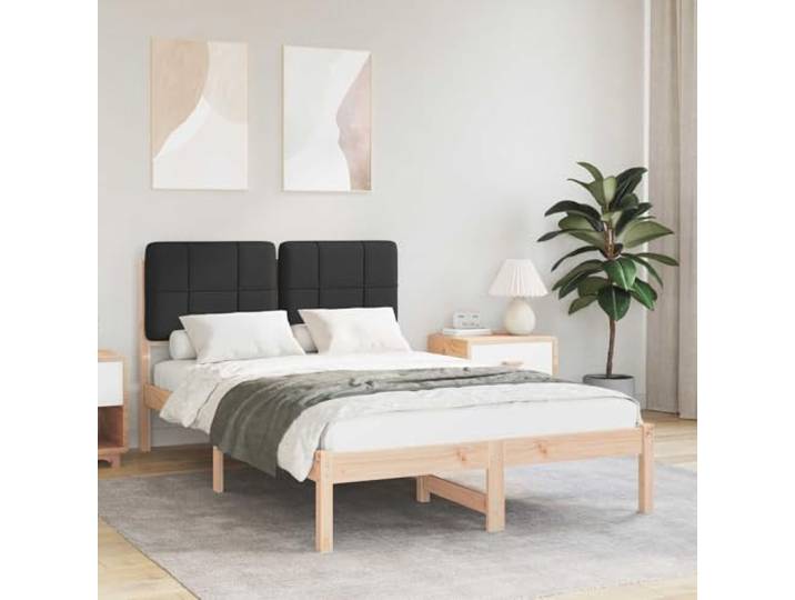 Gepolstertes Kopfteil Massivholz Kiefer Modernes Schlafzimmer Bettgestell Bettgestell mit gepolstertem Kopfteil Schwarz 120x200 cm Massivholz Kiefer stabil Polsterbett Lattenrost Modernes Design