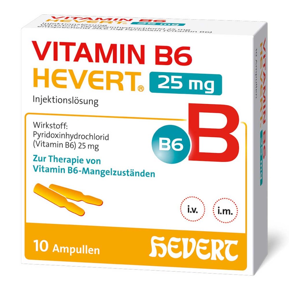 Hevert-Arzneimittel GmbH & Co. KG Vitamin B6 Hevert 25 mg Injektionslösung 19831637
