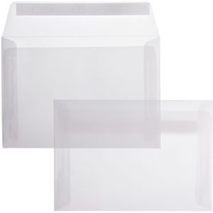 Blanke Briefumschläge weiß/transparent, C6, ohne Fenster, haftklebend, 92g/m², 100 Stück