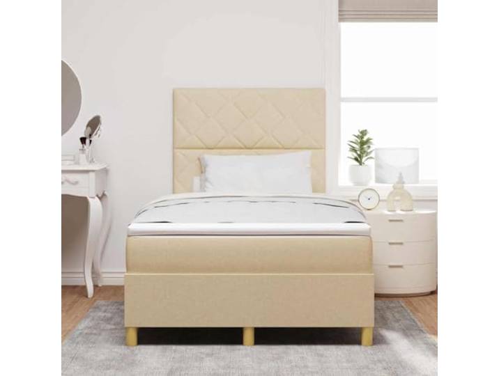 KTHLBRH Boxspringbett 120 x 200 cm creme Verstellbares Kopfteil, ergonomisches Design, strapazierfähiger Stoff, moderner Stil
