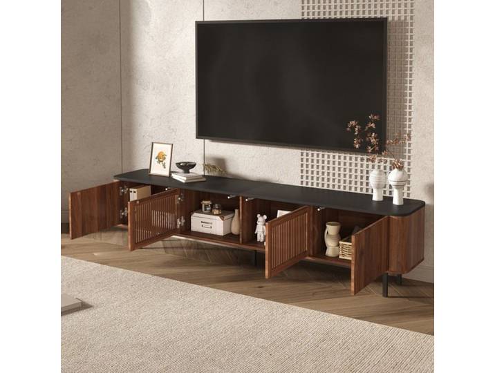 Armoire TV moderne Design unique 190 x 35 x 45 cm (L x B x H) Noyer Panneau TV Support TV Support TV inférieur