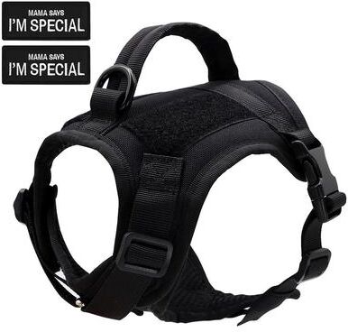 Uplift Picks Nylon Tactical Cat Harness Vest With Handle And Stickers black free Size