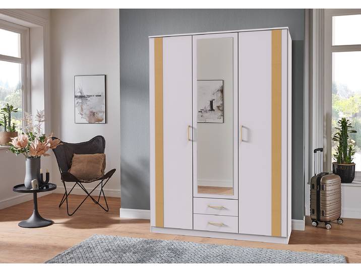 Drehtürenschrank Agadir 135cm Weiß/Weiß