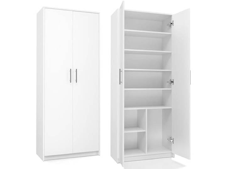 BDW Oliv Bücherregal mit 2 Türen, 8 Regale, 74 x 35 x 180 cm, Für Wohnzimmer, Büro, Arbeitszimmer Regal für Bücher und Spielzeug Ideal für Kinderzimmer, Teenager (Weiß)