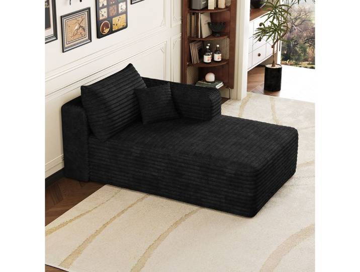 Canape Convertible 1 Place En Tissu Noir Chauffeuse Angle Gauche FloraGrace Pour Salon Ou Chambre Sans Montage 151x90x84cm