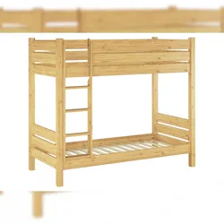 Erst-Holz Massivholz-Stockbett Kiefer natur 100x190 Nische 80 teilbar mit 2 Rollroste 60.16-10-190T80