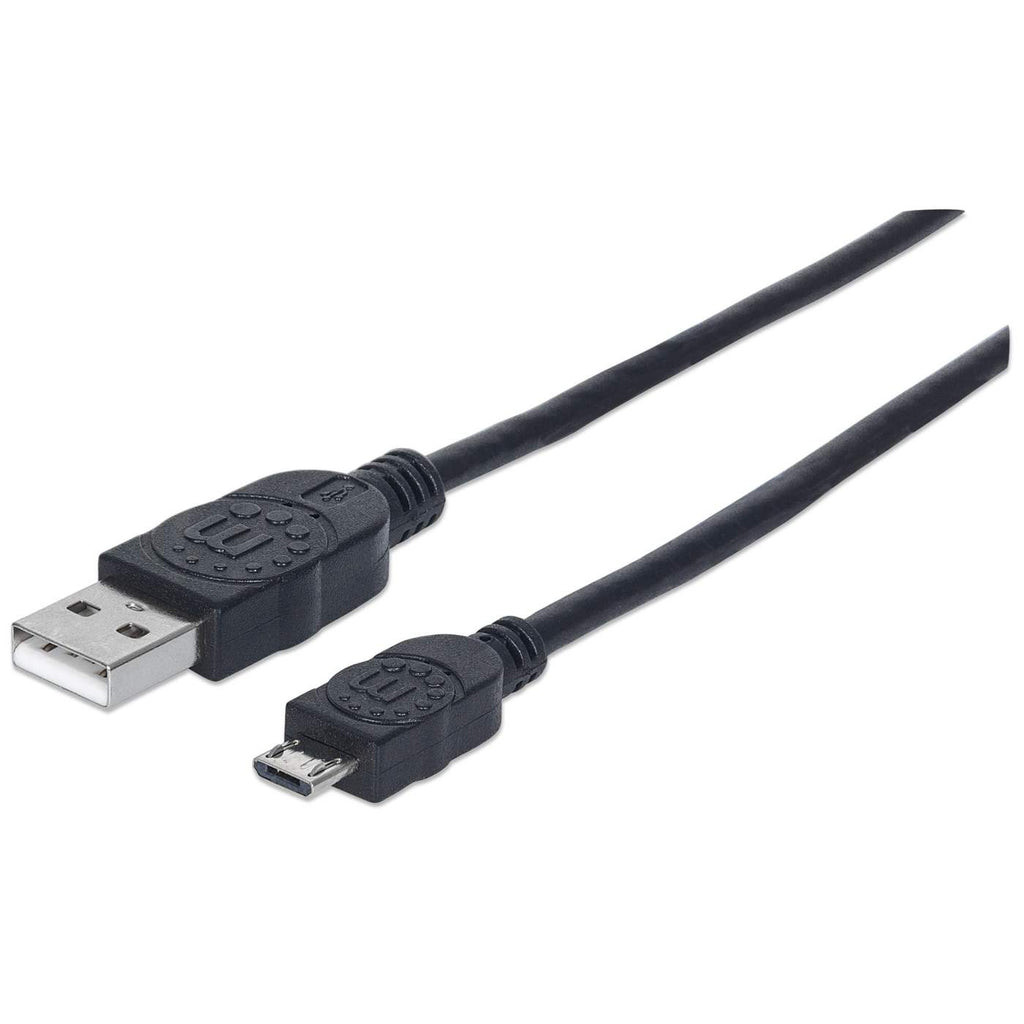 Manhattan USB 2.0 kabel met USB A naar Micro-USB B, 3 meter, Zwart