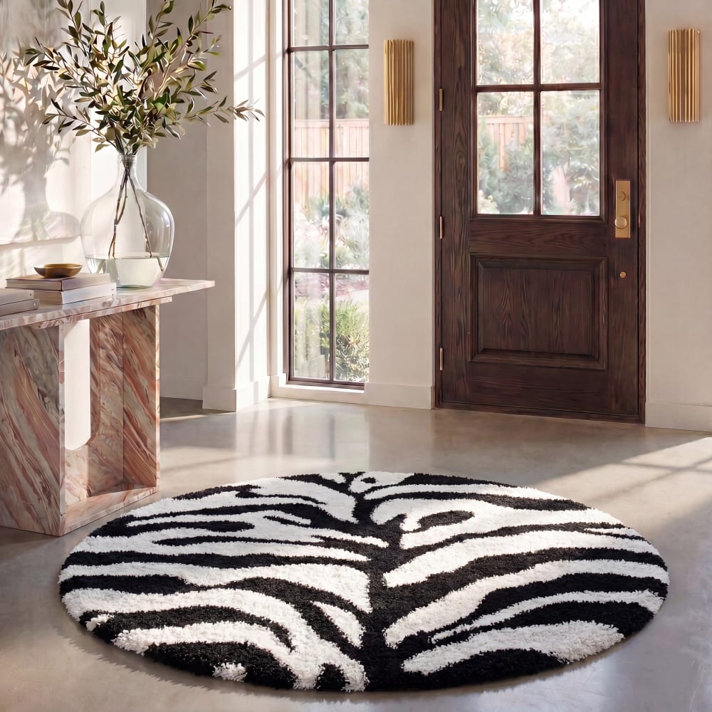 Safavieh Tapis en polypropylène blanc/noir, 122 cm Blanc 122x3x122cm