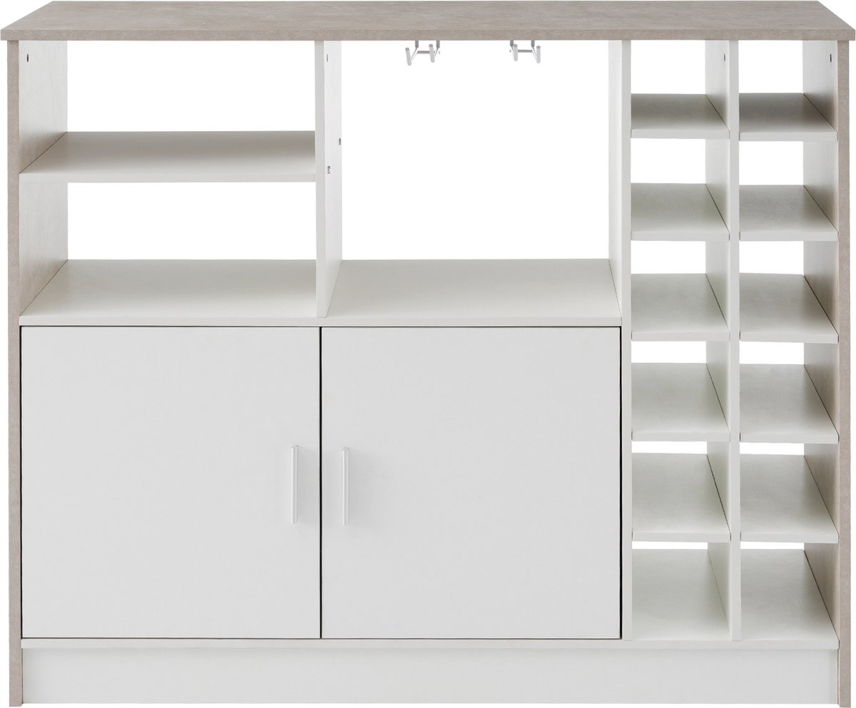 Multifunctionele bartafel in industriële stijl met boekenkast, grijs
