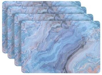 "Dainty Home Marble Cork Placemat Set of 4 12"" x 18'' in Blue"