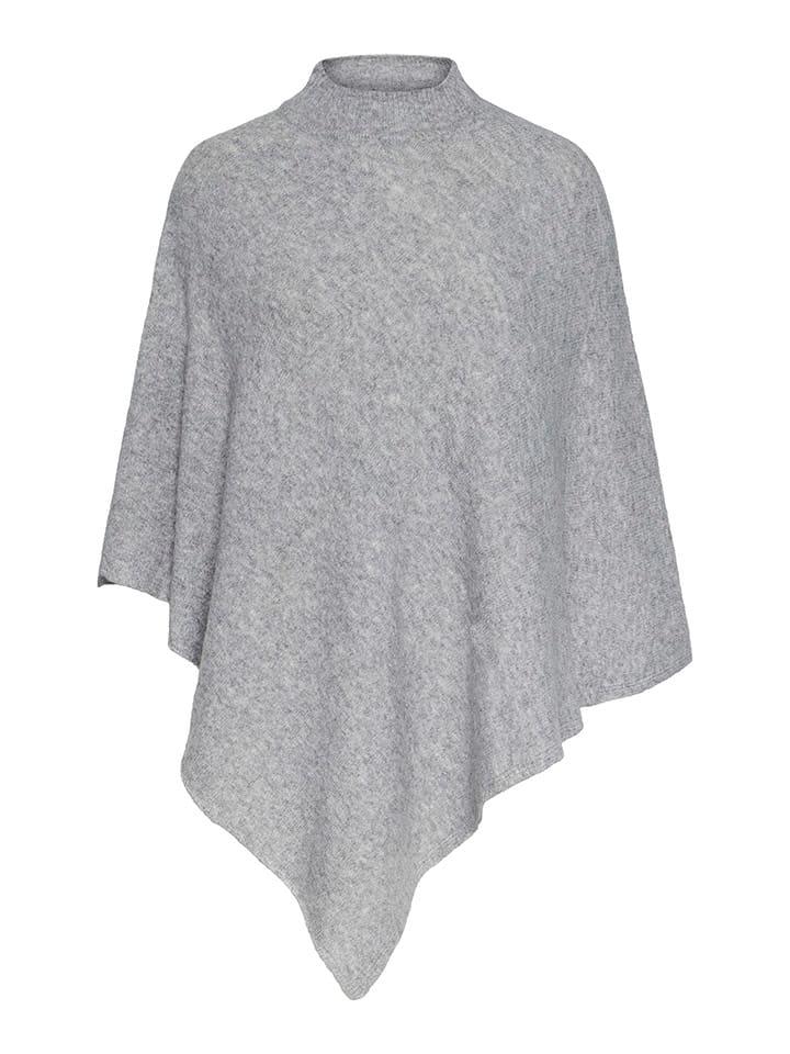 Pieces Poncho "Fortuna" in Hellgrau - onesize