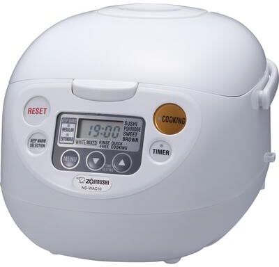 Zojirushi NS-WAC10WD White Fuzzy Logic 5.5-Cup Rice Cooker and Warmer - 5.5 Cup