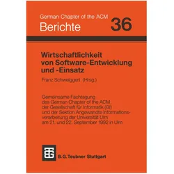 Wirtschaftlichkeit von Software-Entwicklung und Software-Einsatz, Fachbücher von Schweiggert