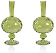 Zodax Vellum Spiral Onion Shape Decorative Glass Vases, Set of 2