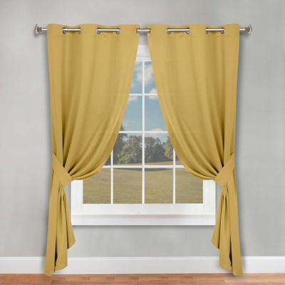 Superior Solid Room Darkening Curtains Set of 2 with Grommets & Tie Backs – Light Filtering Window Panels