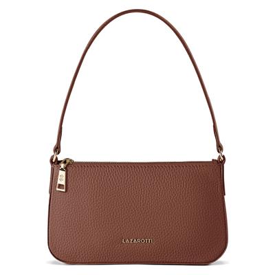 Schultertasche LAZAROTTI "Bologna Leather Pochette Schultertasche Leder 22 cm", Damen, Gr. B/H/T: 4cm x 12cm, camel, Leder, Taschen Schultertasche