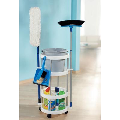 Regalwagen RUCO, weiß (aluminiumfarben, weiß), H:75cm T:34cm, Aluminium, Regale, Ordnungswagen, Aluminium/Kunststoff, für Putzutensilien