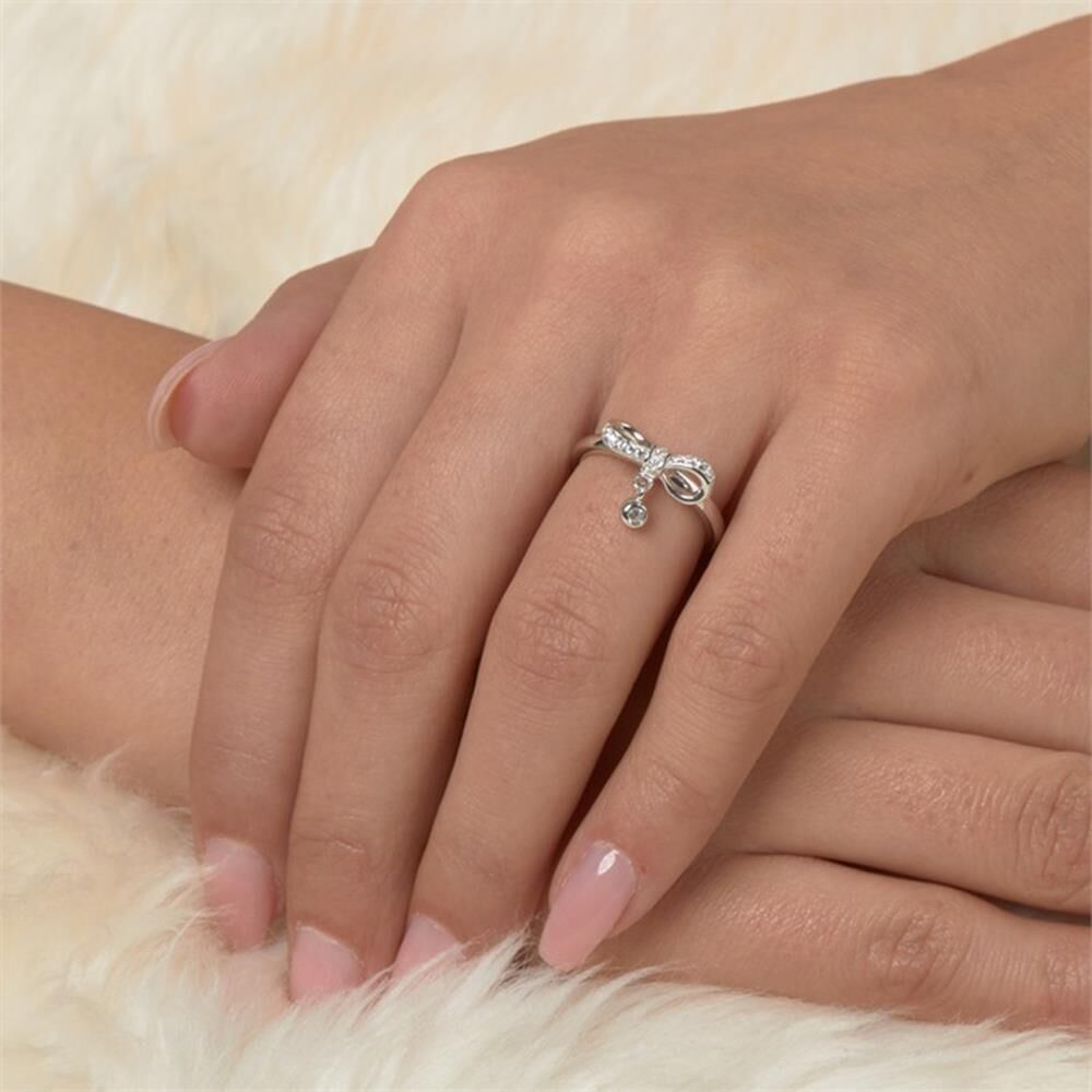 Unique 925er silber Ring Schleife mit Zirkonia silber