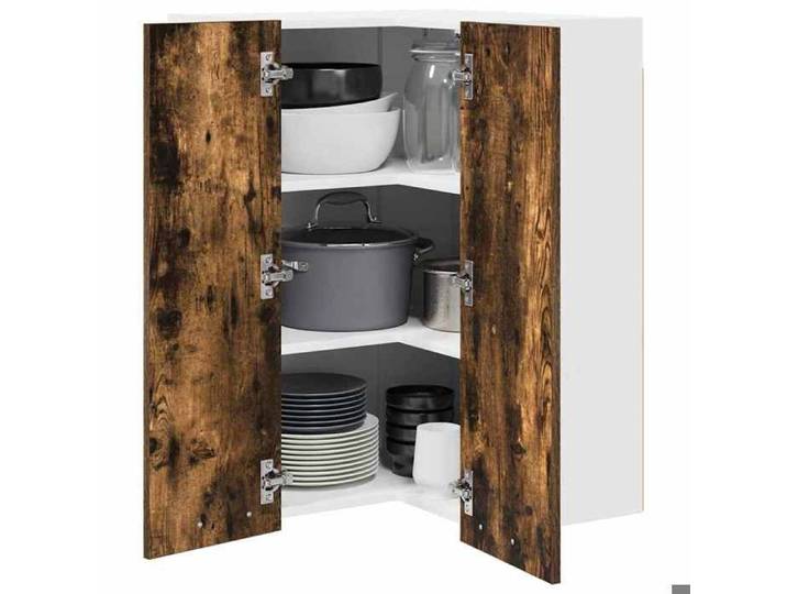 (Vente Chaude)Marron Placard/Armoire Haut - Armoire suspendue - CLOUD - Cabinet de cuisine - Chêne fumé et Blanc 57x57x80 cm 2014537