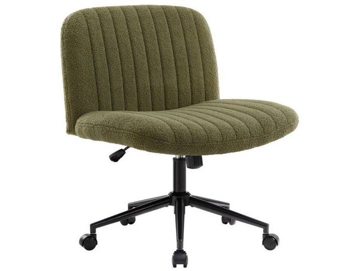 IWMH Chaise de Bureau sans Accoudoirs Chaise Pivotante avec roulettes Fauteuil réglable en hauteur - Ttissu en Peluch -Vert