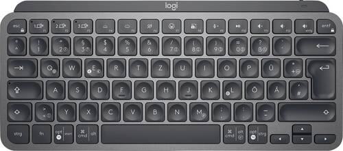 Logitech MX Keys Mini Bluetooth Tastatur Deutsch, QWERTZ Graphit Beleuchtet, Geräuscharme Tasten, Multipair-Funktion, Wiederaufladbar