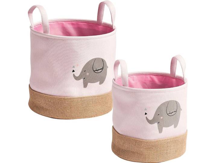 Aufbewahrungskorb ZELLER PRESENT Elefant , rosa, B:25cm H:25cm Ø:25cm, Polyester, Aufbewahrungsboxen, Aufbewahrungskorb, Niedliches Elefanten Tiermotiv
