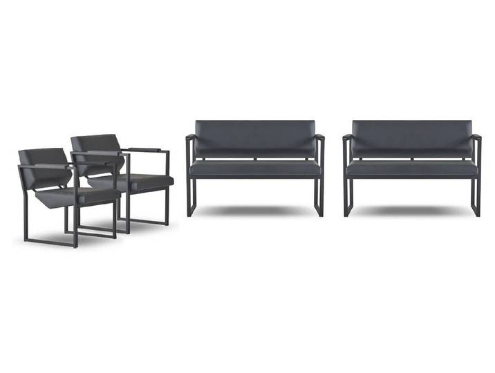 JVmoebel Sessel Schwarze Ledersessel im eleganten Design für das Arbeitszimmer (Arbeitszimmer-Set 4tlg (2x 2-Sitzer + 2x Sessel), Made in Europa