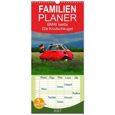 Familienplaner 2027 - BMW Isetta - Die Knutschkugel mit 5 Spalten (Wandkalender, 21 x 45 cm) CALVENDO