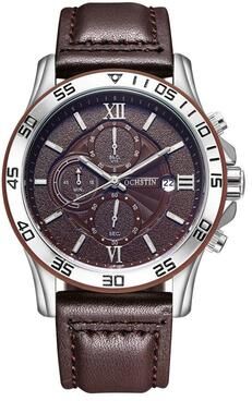 Everyday Crate OCHSTIN 6068A Mens Quartz Watch Waterproof Luminous Business Timepiece With Leather Strap silver+coffee
