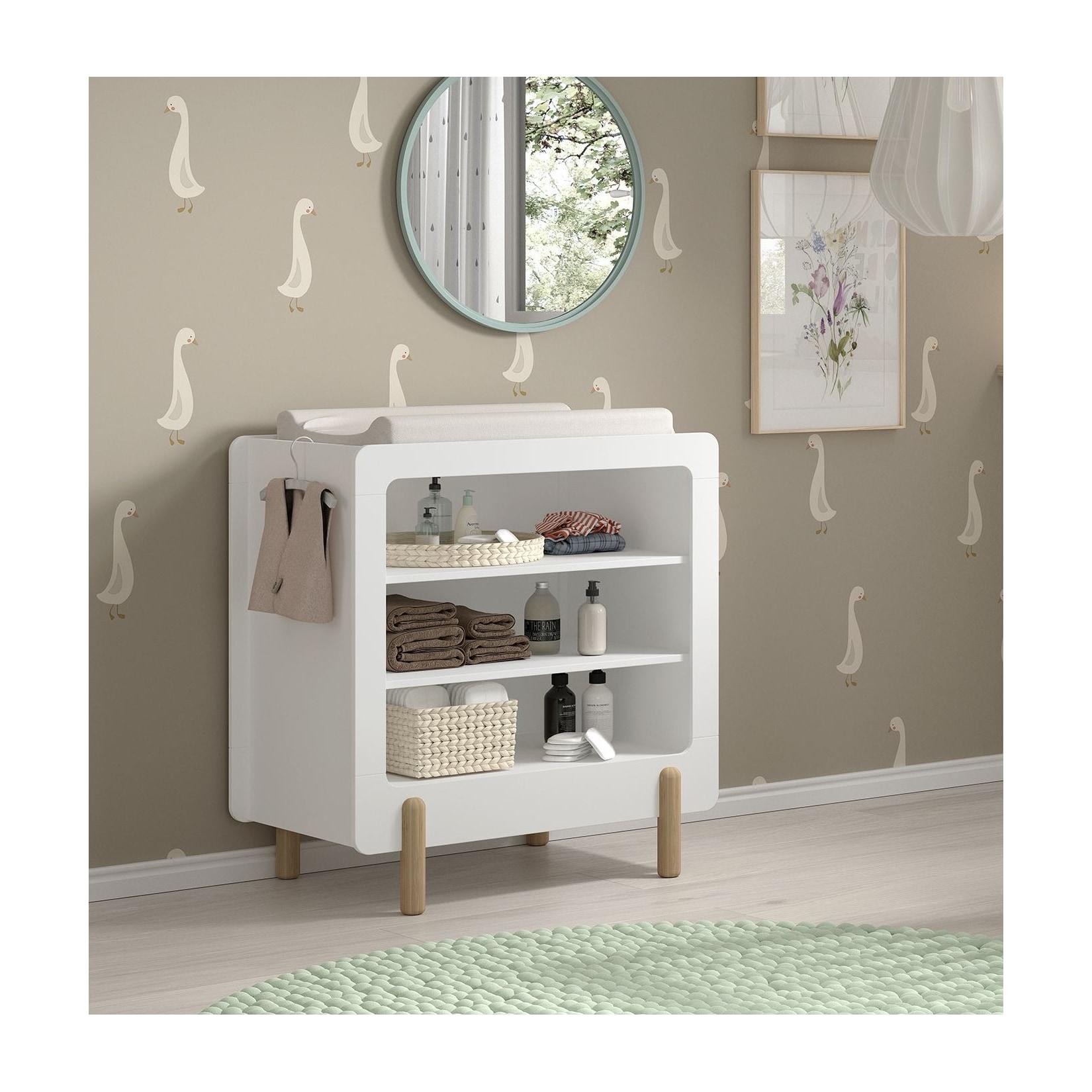 JAXX SMILE Wickelkommode mit 3 offenen Fächern, Ausf. MDF weiß lackiert