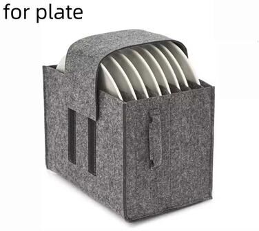 Inspired Finds Thick Felt Plate Storage Bag, Dish Organizer For Camping, RV, Kitchen Cupboards And Tableware Protection plate
