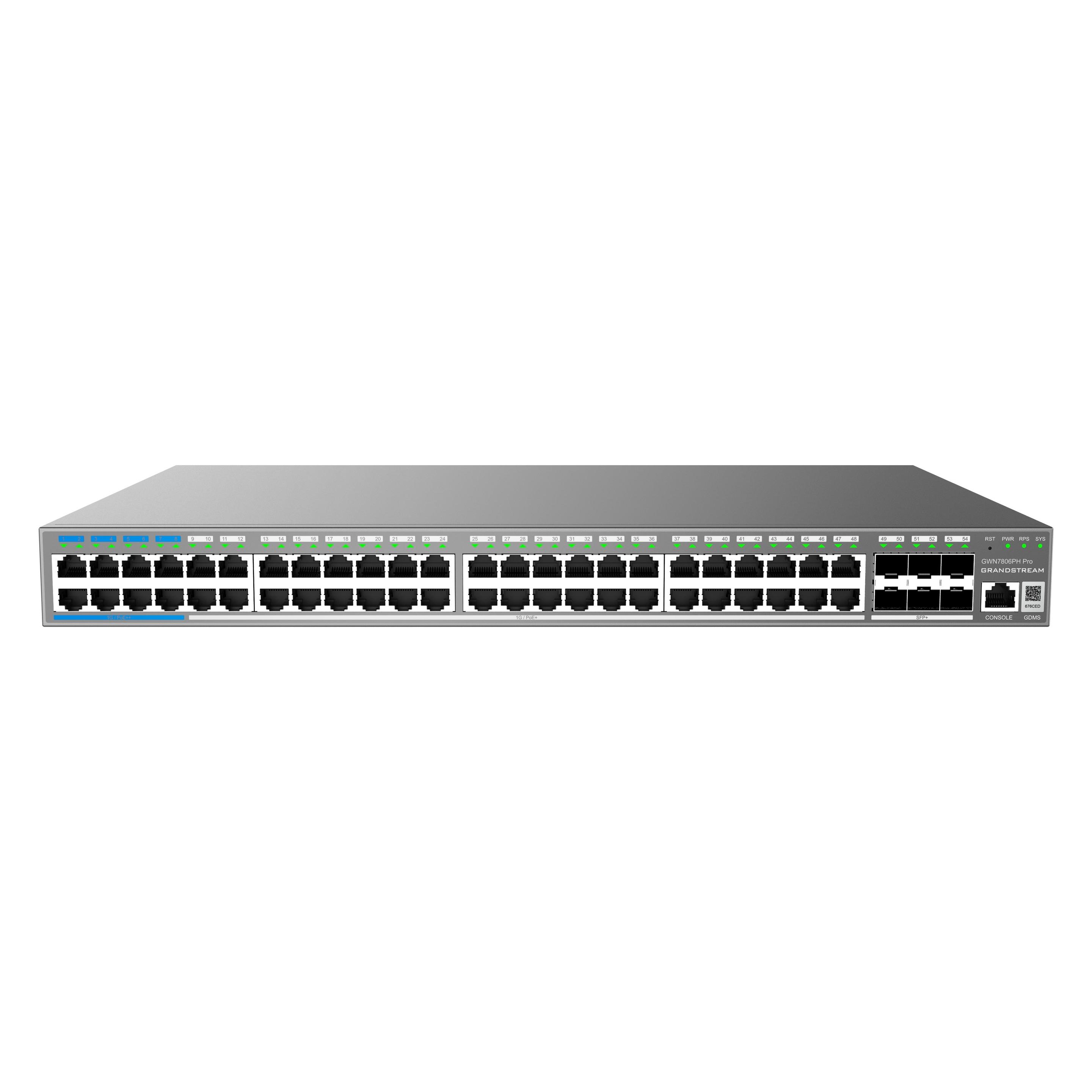 Grandstream GWN7806PH PRO? Enterprise Layer 2++ Managed Switch? 48Ã Gigabit RJ45 (PoE/PoE+) + 6Ã (48 Ports) (GWN7806PH-PRO)