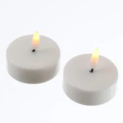 441 LED Maxi Teelichter Kunststoff 3D Flamme Timer D: 5,8cm weiß 2er Set