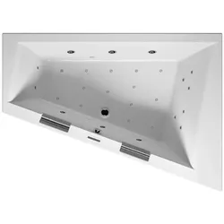 RIHO Doppio Badewanne, asymmetrisch, mit Joy-System, 2-Sitzer, 180x130x48cm, 315 Liter, weiß, B034006005, Ausführung: Version links
