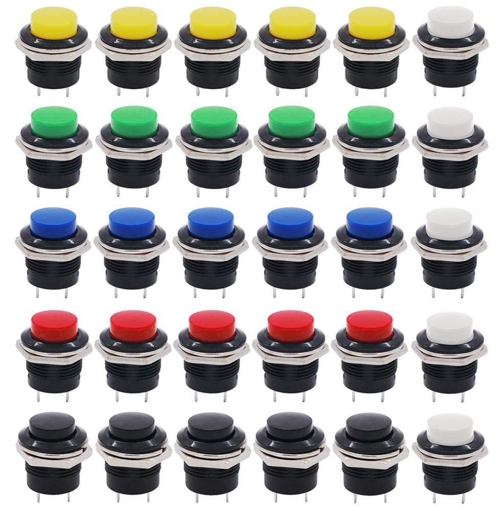 Selius Premium 16mm Ronde Hoge Kop Momentane Drukknopschakelaar 30 Stuks