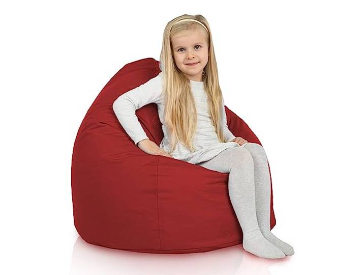 Italpouf Kindersitzsack L, Sitzkissen, Indoor & Outdoor, Sitzsack Sessel für Kinder, EPS Perlen Füllung, Abnehmbarer Bezug, Wasserdicht, Zertifiziert, Rotwein