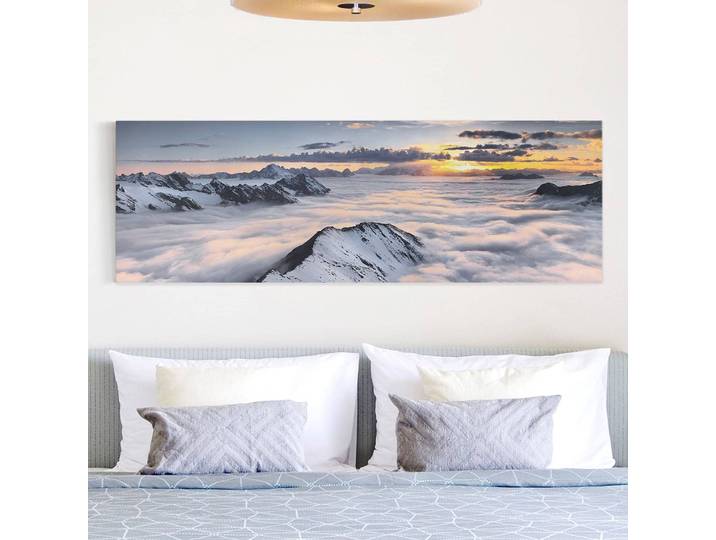 Impression sur toile Sur les nuages I Lin Blanc 150cm