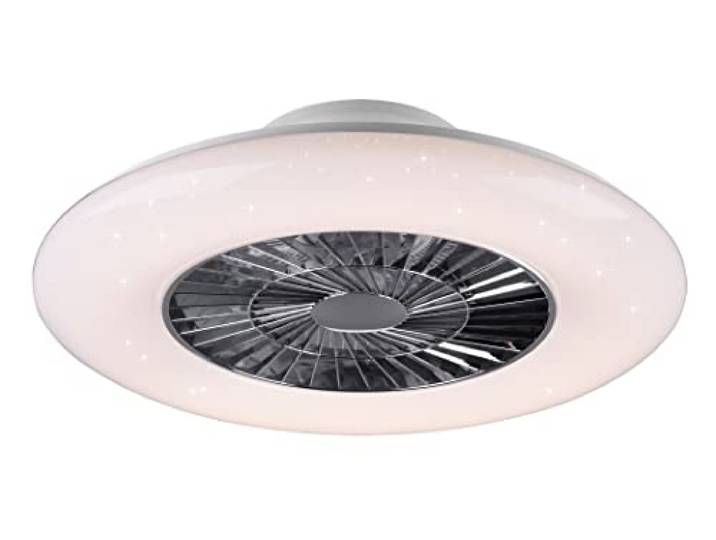 Reality Leuchten LED Deckenleuchten-Ventilator Visby R62402106, Kunststoff Chrom/Weiß matt, inkl. 40 Watt LED, Ventilator 40 Watt
