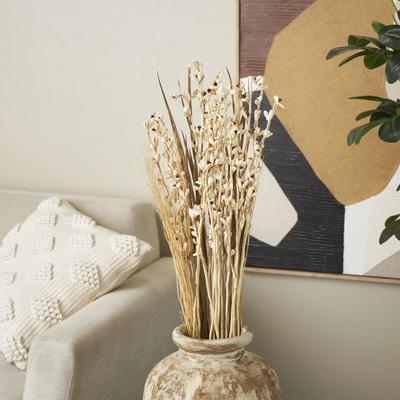 ARCILLA ELEMENTAL Cream Dried Plant Tall Floral Bouquet Home Decor Natural Foliage with Brown Stems