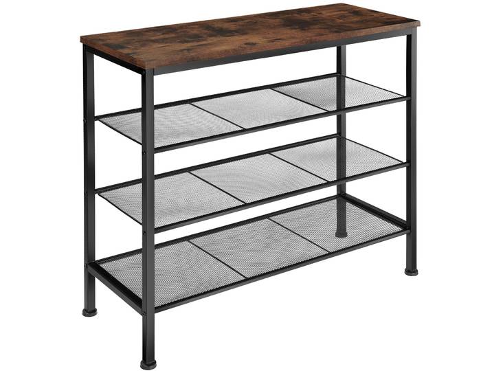 Schuhregal Newport 80,5x30,5x72,5cm - Industrial Holz dunkel, rustikal