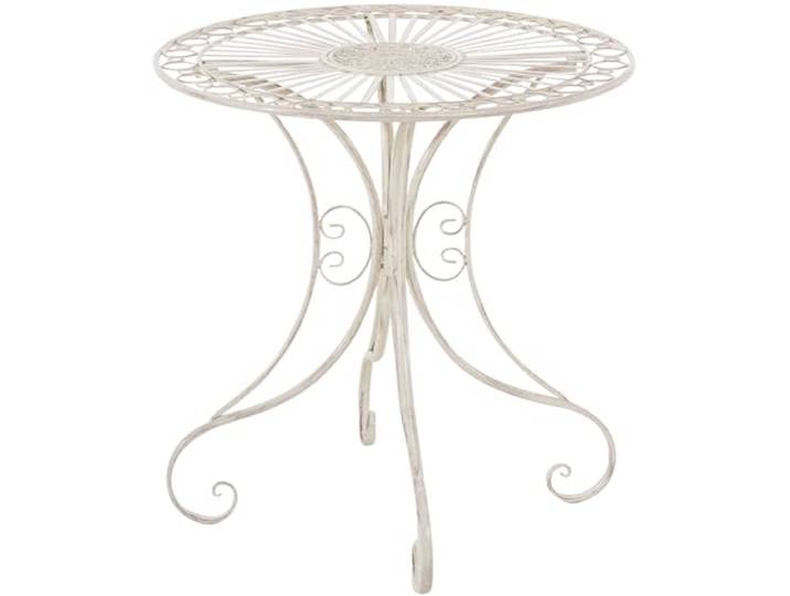 CLP Gartentisch Hari im Jugendstil, runder Bistrotisch aus Eisen mit kunstvollen Verzierungen, Beistelltisch für Garten, Balkon und Terrasse Farbe antik-Creme