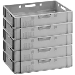 BURI Fleischerkiste E1 Metzgerkiste 5x Fleischkiste flach 60x40x12,5 Stapelkiste grau E1 Grau 5 Stück