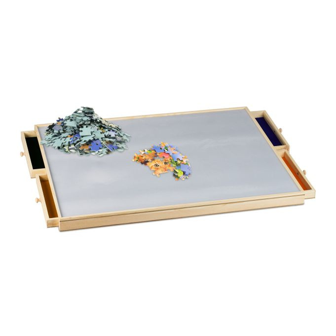 Relaxdays Puzzelbord voor 1000 stukjes, hout en textiel, multicolor
